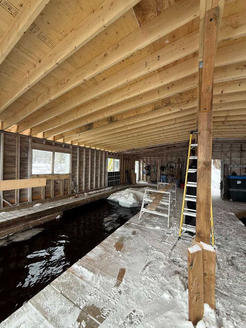 garage under construction on water